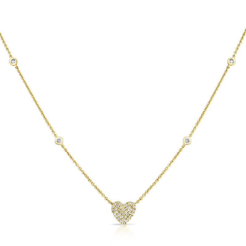 women's necklace premium quality -OKGs Collection 14K Gold Heart Pendant Necklace with Diamonds