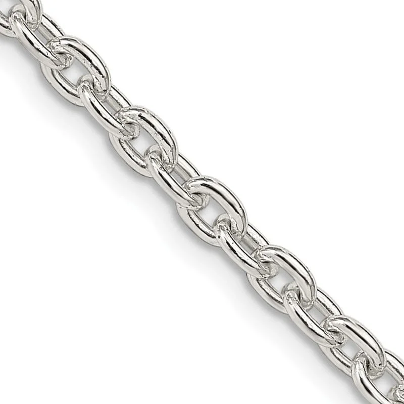 women's necklace with floral design -Sterling Silver 3.5mm Cable Chain Necklace