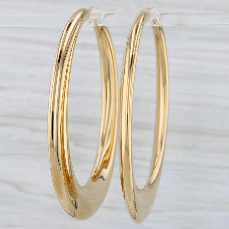 women's earrings elegant fashion -Large Hoop Earrings 14k Yellow Gold Snap Top Oval Hoops Resin Filled Milor