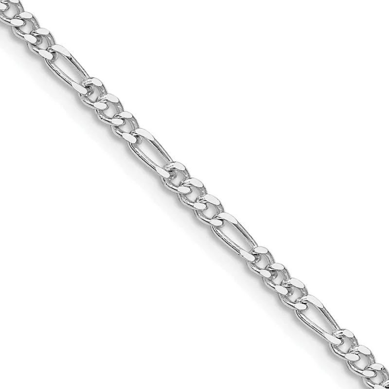 women's necklace delicate style -Sterling Silver Rhodium-plated 2.5mm Figaro Chain Necklace