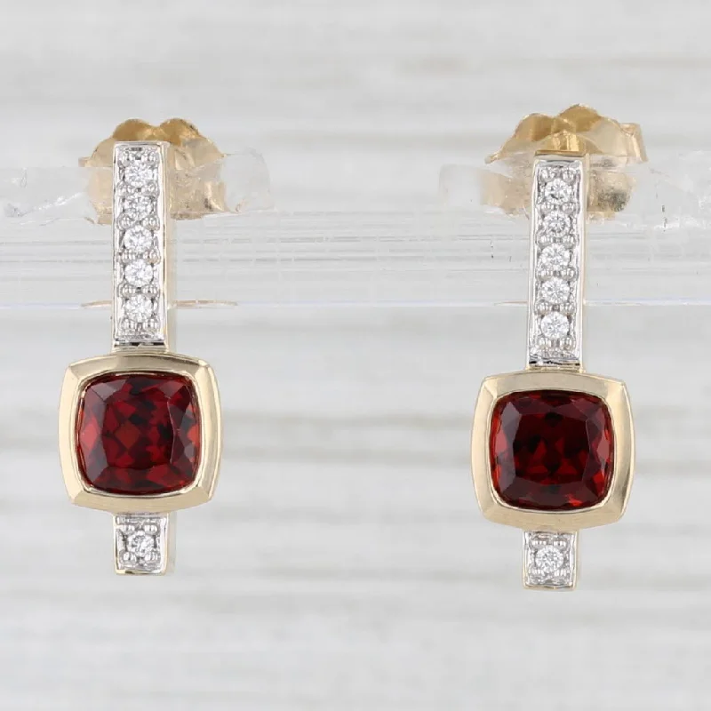 women's earrings clip on -1.46ctw Garnet Diamond Drop Earrings 14k Yellow Gold