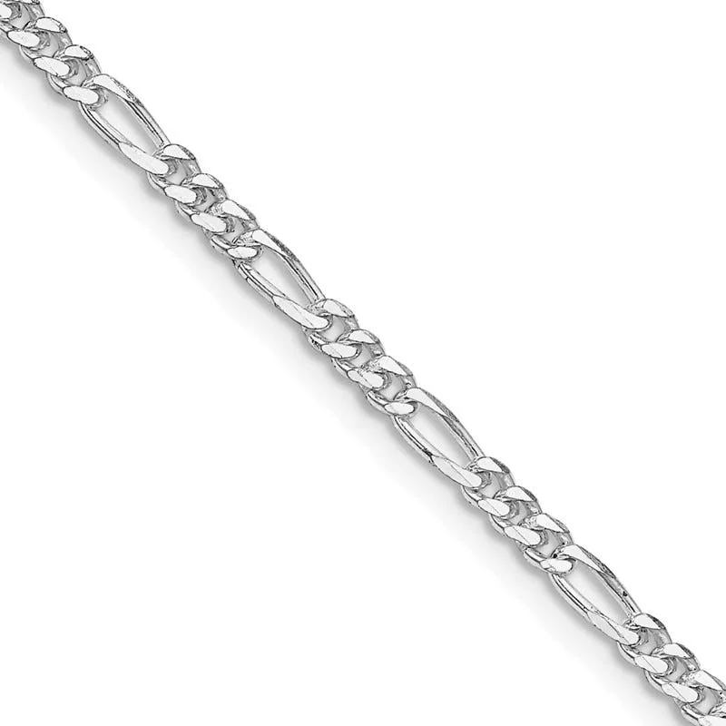 women's necklace moon and stars -Sterling Silver Rhodium-plated 2.85mm Figaro Chain Necklace