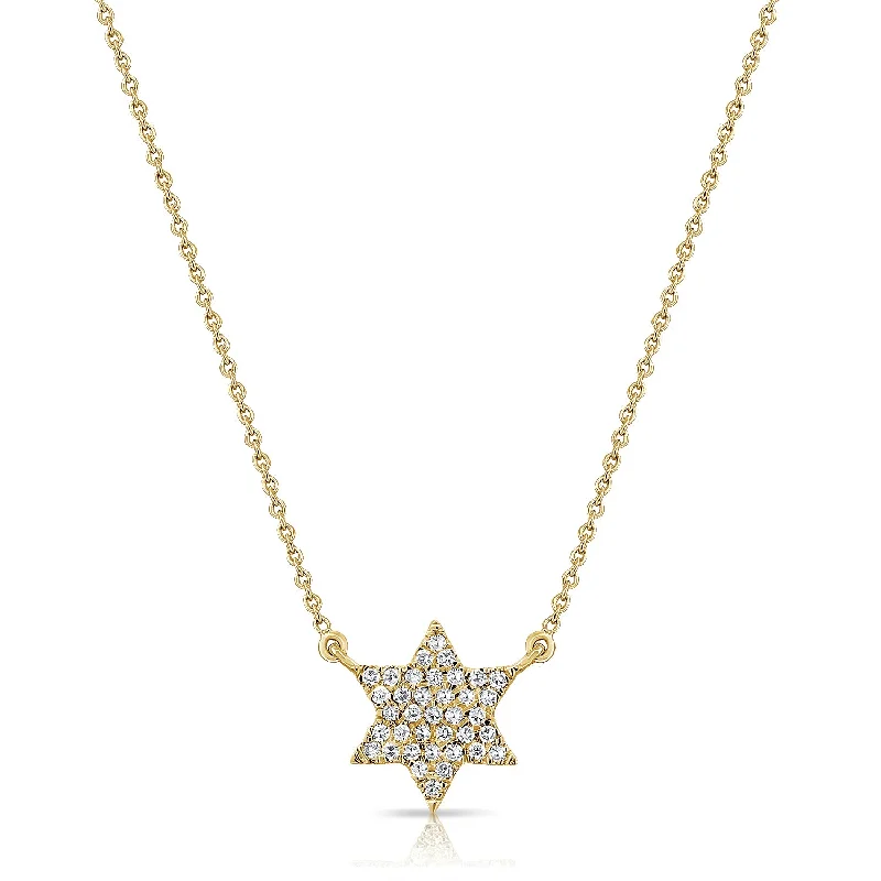 women's necklace emerald cut -Unique Star of David Necklace with Diamonds