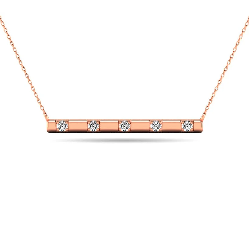 women's necklace sapphire gemstone -Diamond 1/20 ct tw Bar Necklace in 10K Rose Gold