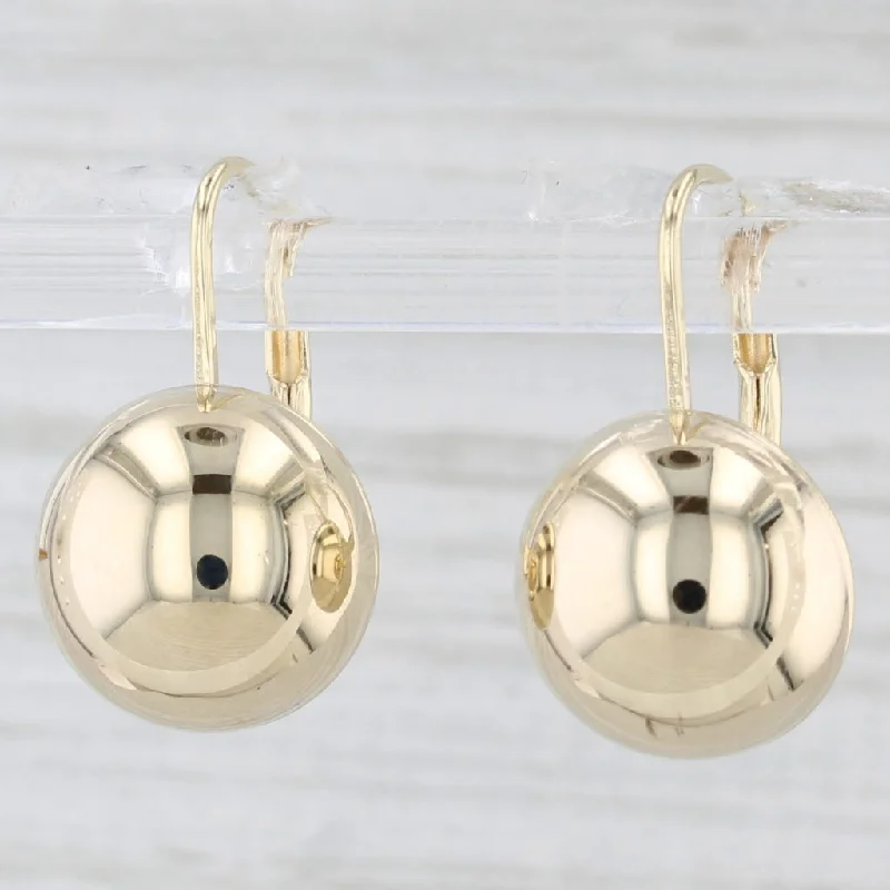 women's earrings small stud -Bead Drop Earrings 14k Yellow Gold Pierced Lever Backs