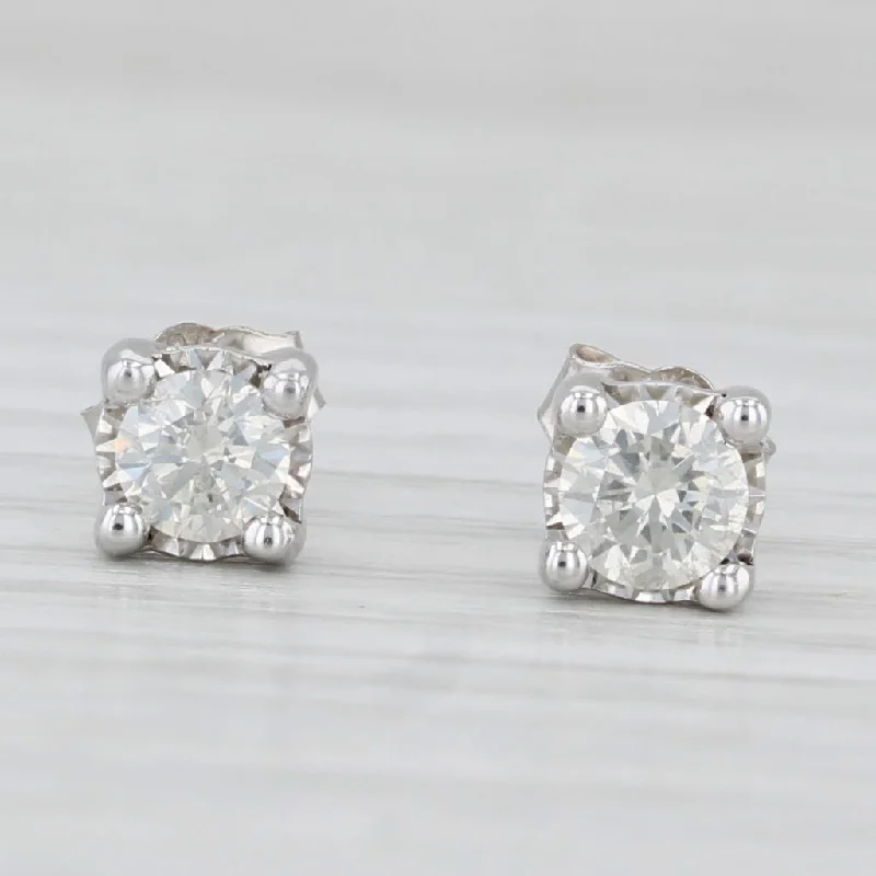 women's earrings heart shape -0.75ctw Diamond Solitaire Stud Earrings 14k White Gold Round Brilliant