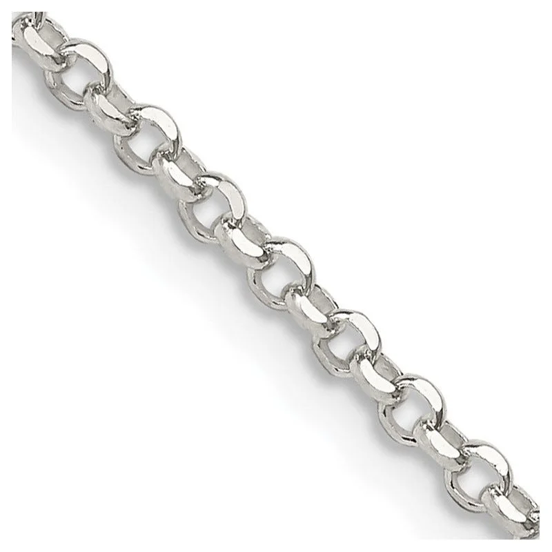 women's necklace long chain -Sterling Silver 2mm Diamond-cut Cable Chain Necklace w/2in ext.