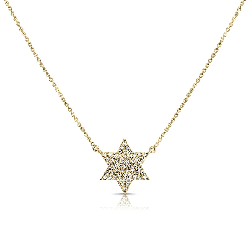 women's necklace with diamonds -14K Gold Star of David Necklace with Diamonds