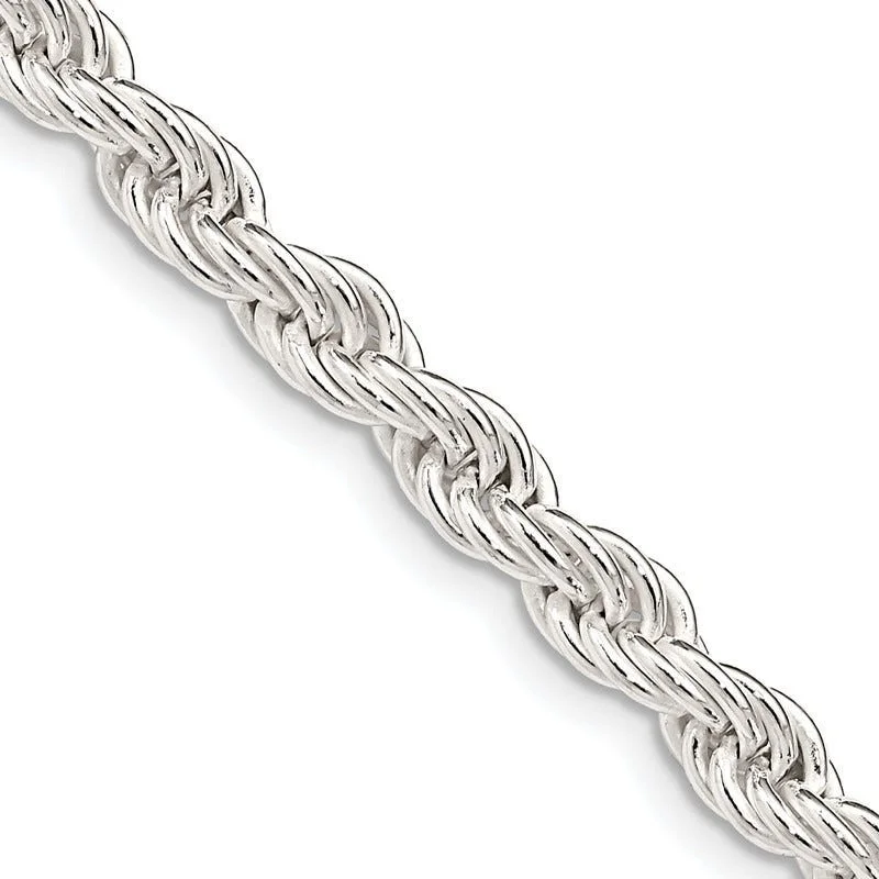 women's necklace high fashion -Sterling Silver 5mm Solid Rope Chain Necklace