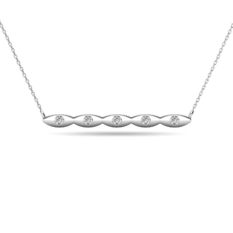 women's necklace long chain -Diamond 1/20 ct tw Bar Necklace in 10K White Gold