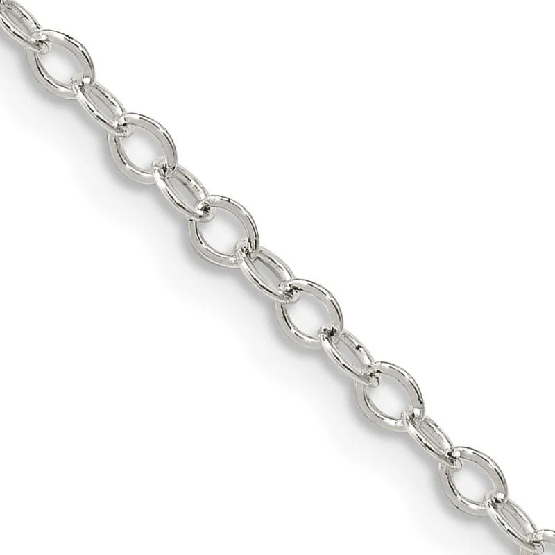 women's necklace premium quality -Sterling Silver 2.5mm Flat Open Oval Cable Chain Necklace