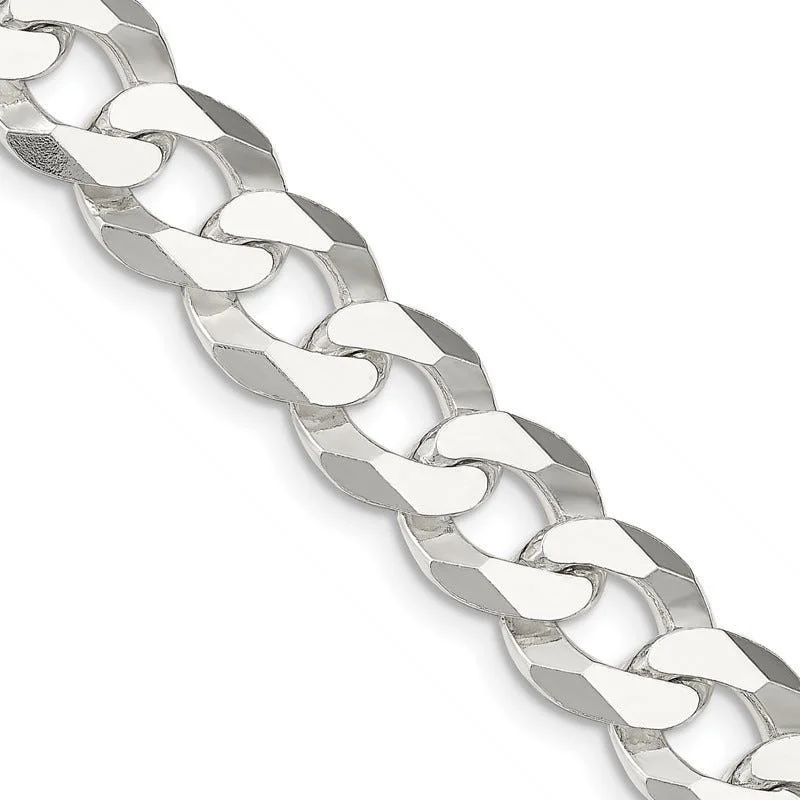 women's necklace elegant design -Sterling Silver 13mm Beveled Curb Chain Necklace