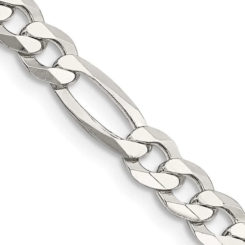 women's necklace chic and stylish -Sterling Silver 5.5mm Lightweight Flat Figaro Chain Necklace