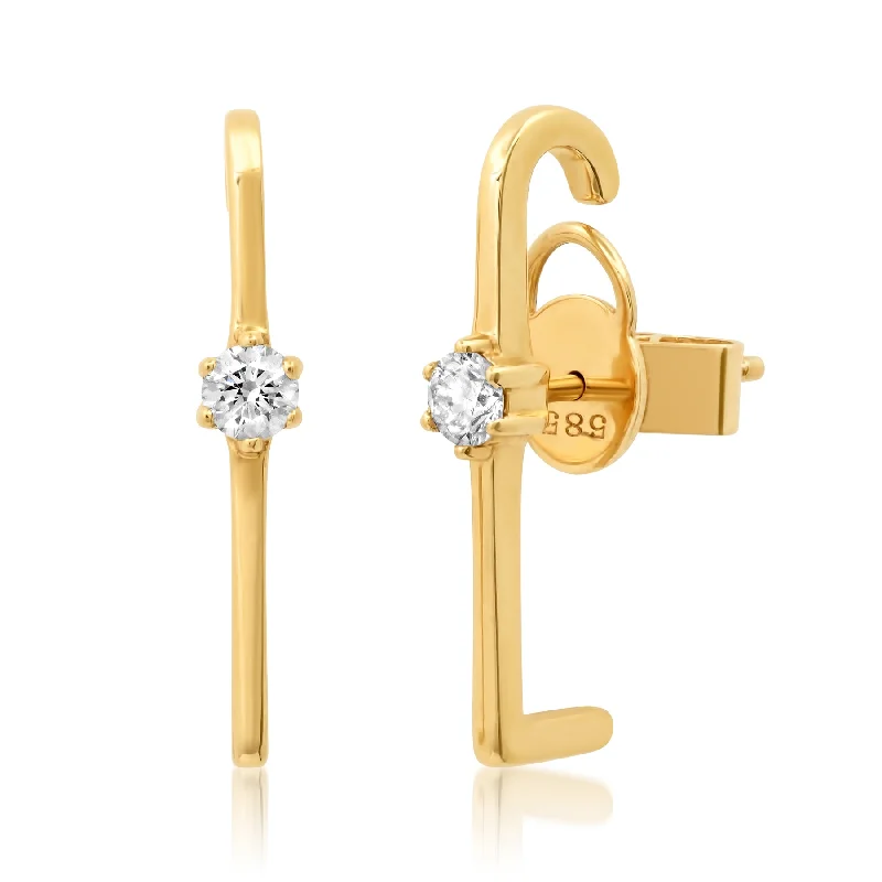 women's earrings celestial theme -BAR-NONE DIAMOND STUDS, 14KT GOLD