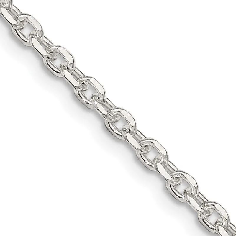 women's necklace affordable price -Sterling Silver 2.75mm Diamond-cut Forzantina Cable Chain Necklace