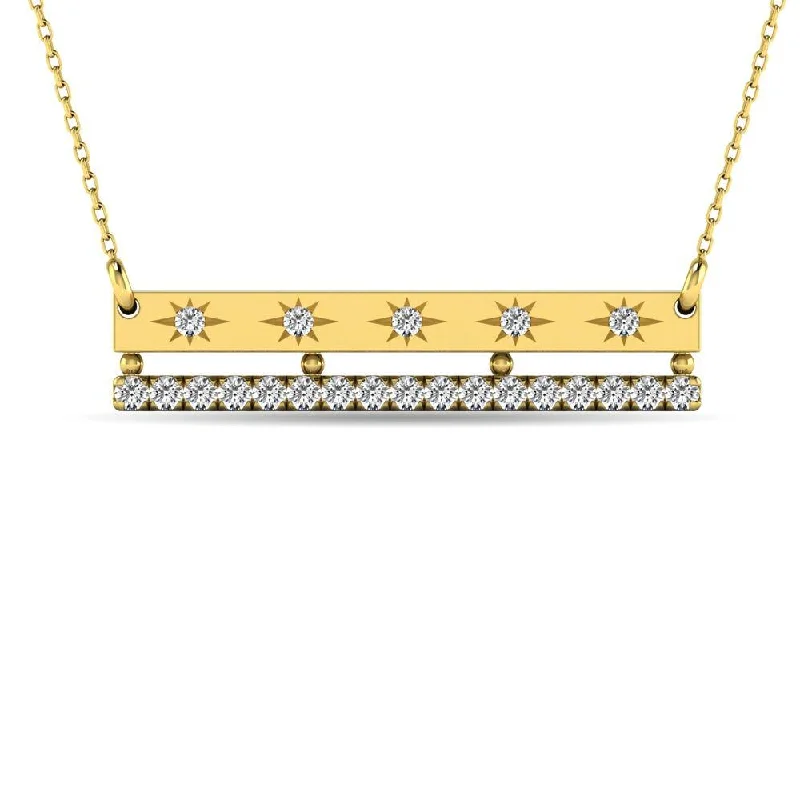 women's necklace mother-daughter set -Diamond 1/5 ct tw Bar Necklace in 14K Yellow Gold