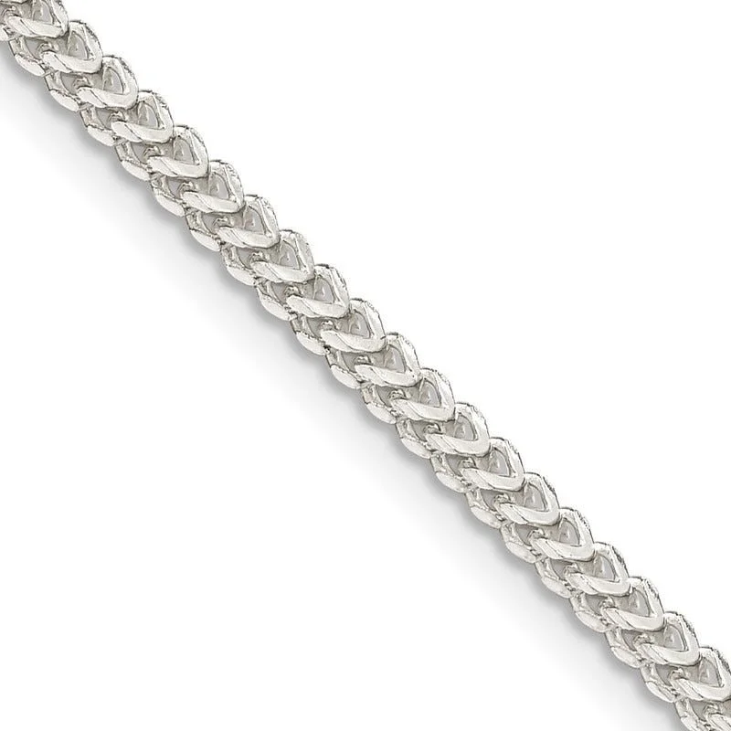 women's necklace for special occasions -Sterling Silver 2mm D/C Square Franco Chain Necklace