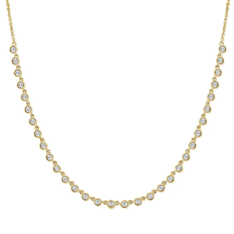 women's necklace unique styles -Delicate Diamond Tennis Necklace in 14K Gold