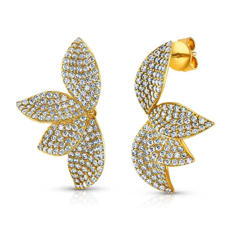 women's earrings layered style -FIORE HALF EARRINGS, GOLD