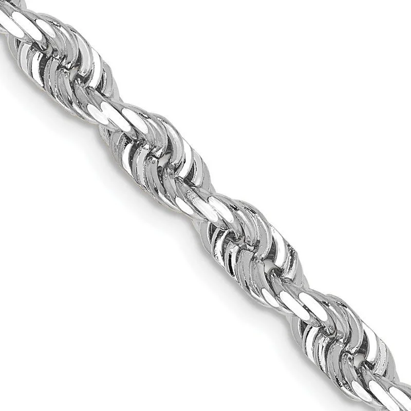 women's necklace sleek and modern -14K White Gold 4.5mm Diamond-cut Quadruple Rope Lobster Clasp Chain Necklace