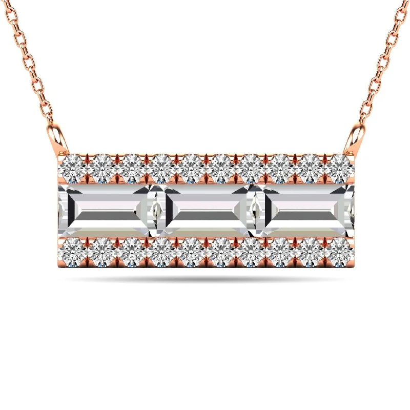 women's necklace unique styles -Diamond 1/2 Ct.Tw. Bar Necklace in 14K Rose Gold