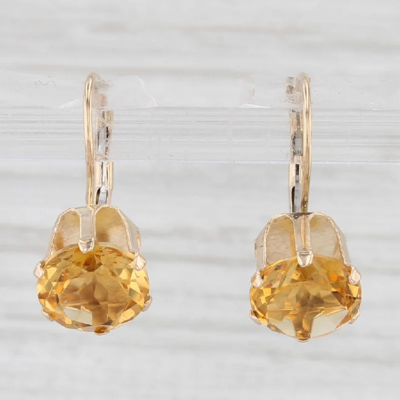 women's earrings celestial moon -3.30ctw Round Solitaire Citrine Drop Earrings 10k Yellow Gold Lever Backs