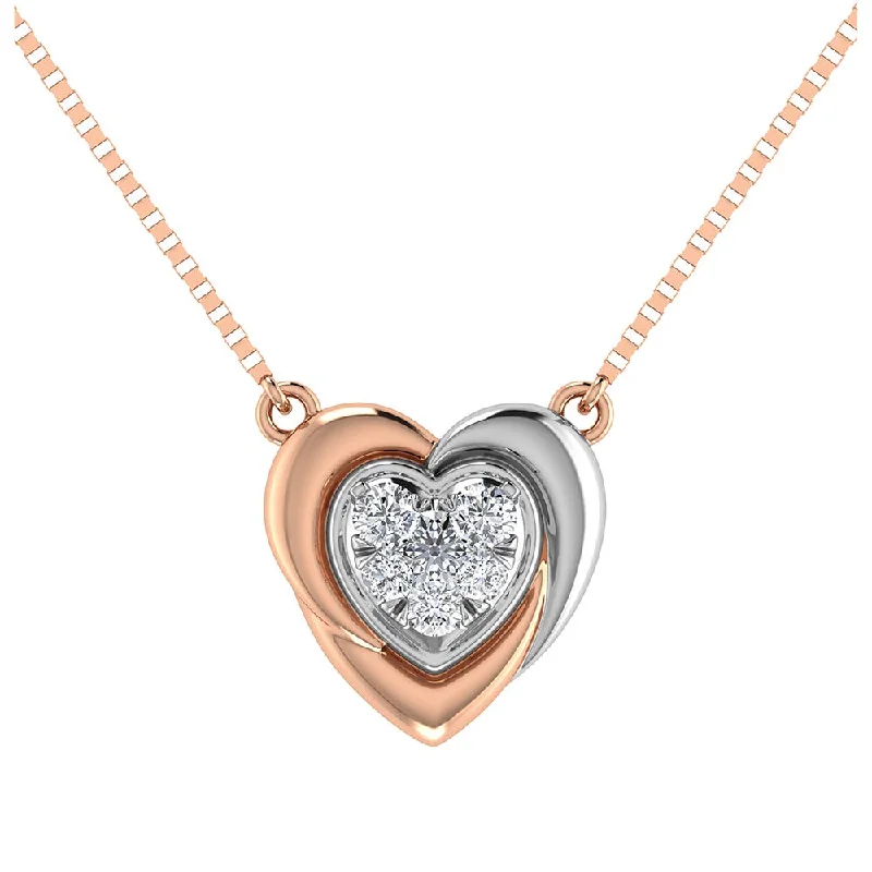 women's necklace minimalist -10K Two Tone 1/6.Tw. Diamond Heart Necklace