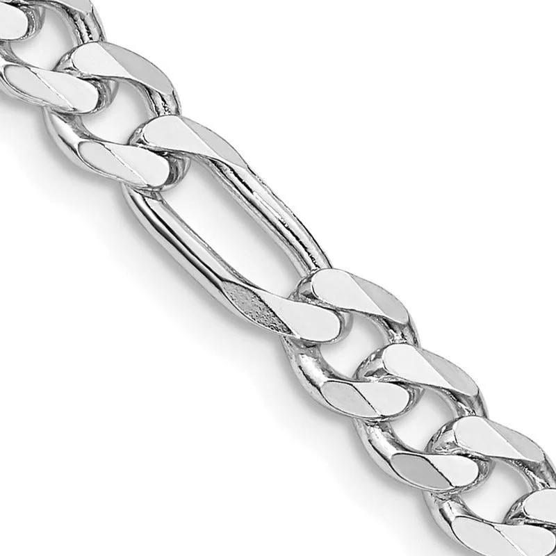 women's necklace with locket -Sterling Silver Rhodium-plated 5.25mm Figaro Chain Necklace