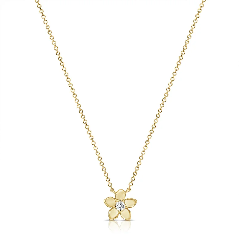 women's necklace celestial stars -14K Gold Diamond Flower Pendant Necklace