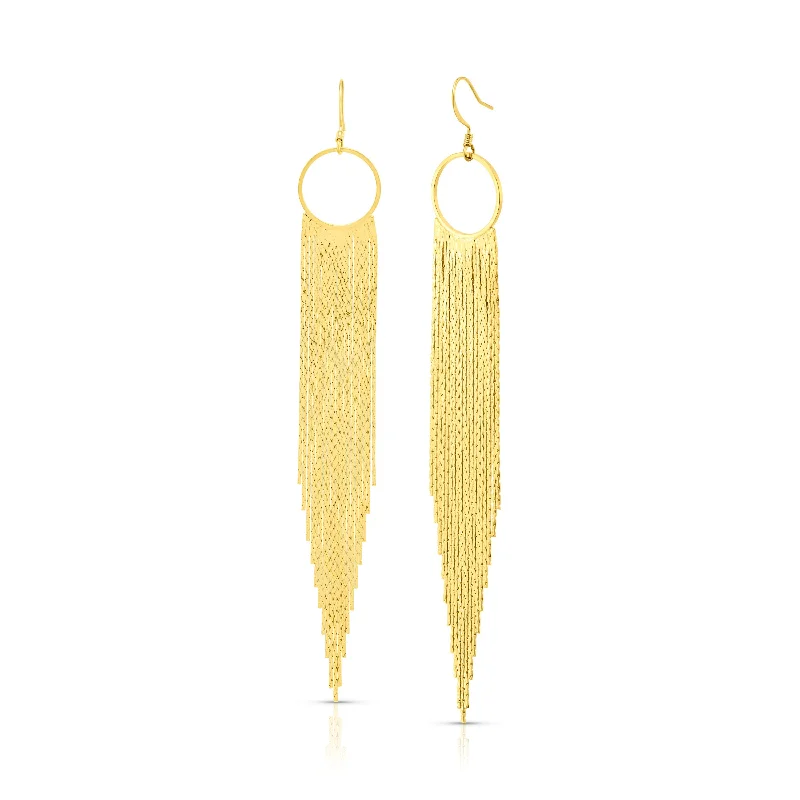 women's earrings simple hoop -LONG TASSEL EARRINGS, GOLD