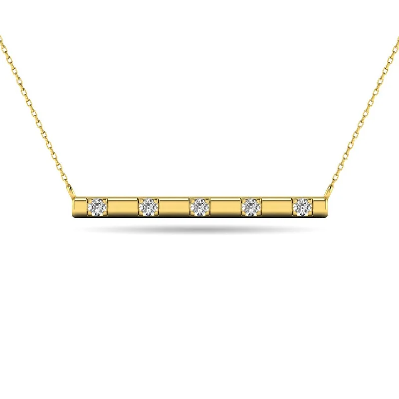 women's necklace simple chain -Diamond 1/20 ct tw Bar Necklace in 10K Yellow Gold