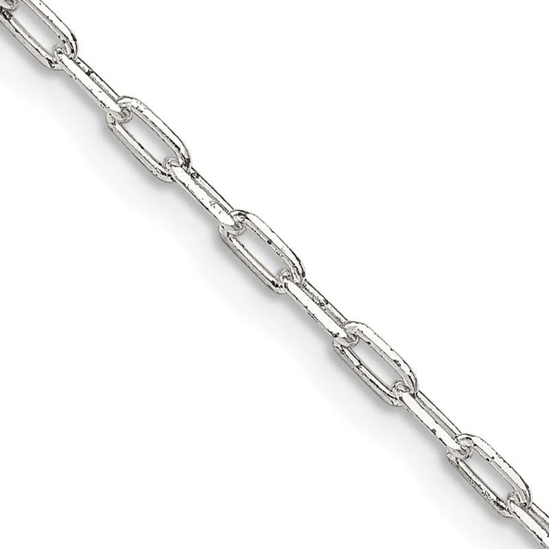 women's necklace elegant fashion -Sterling Silver 2mm Elongated Open Link Chain Necklace