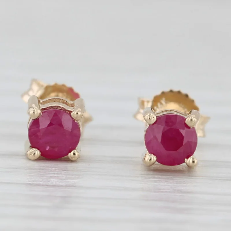 women's earrings bohemian design -0.50ctw Round Ruby Stud Earrings 14k Yellow Gold