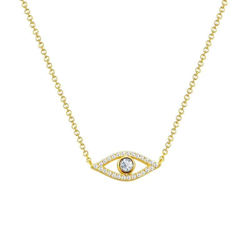 women's necklace with diamonds -14K Gold Evil Eye Necklace with Diamonds