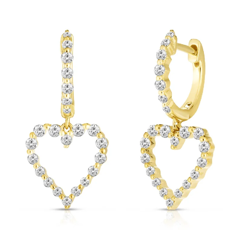 women's earrings delicate look -14K Yellow Gold Diamond Graduated Diamond Dangle Earrings