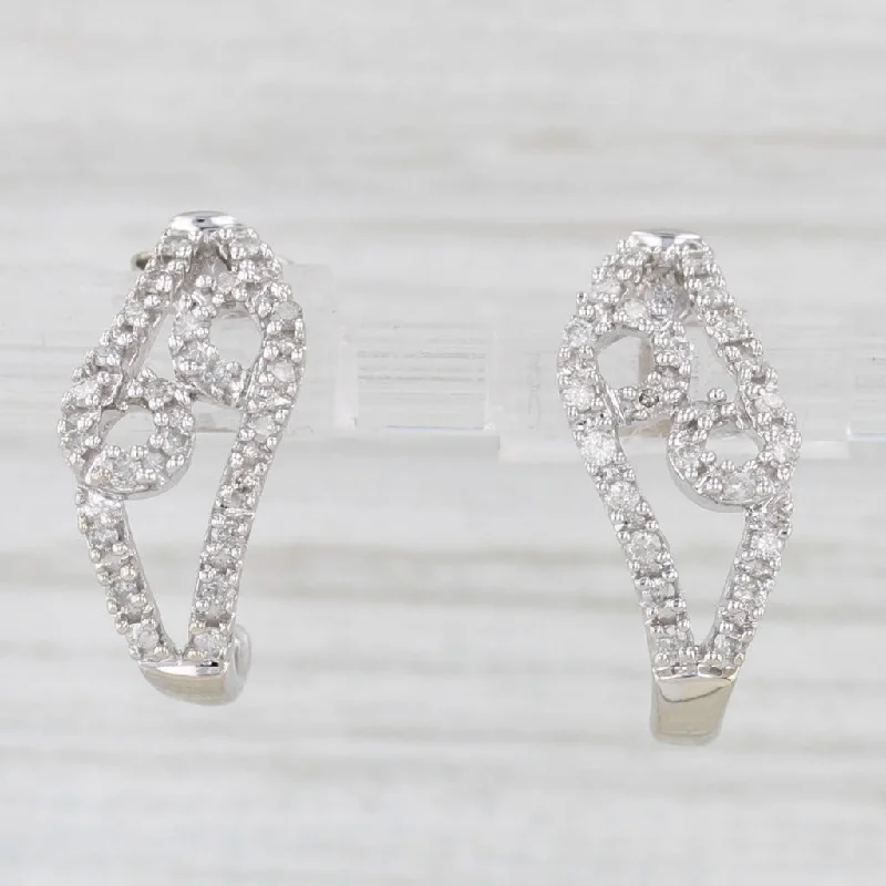 women's earrings handcrafted silver -0.33ctw Diamond J-Hook Earrings 14k White Gold Drops