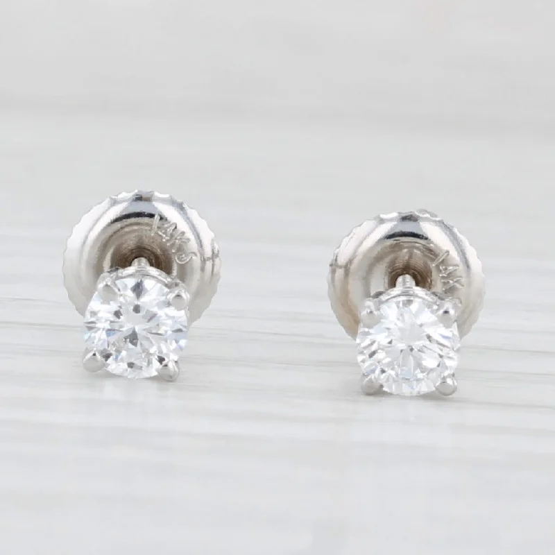 women's earrings flower design -0.50ctw Diamond Solitaire Stud Earrings 14k White Gold VS2 Round Brilliant