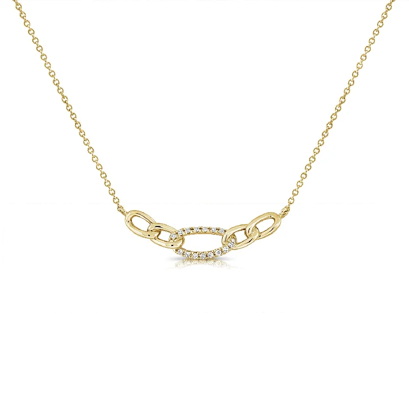 women's necklace with initial -Diamond Link Chain Necklace in 14K Gold