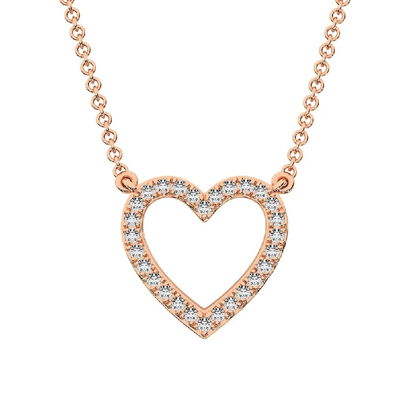 women's necklace silver -10K Rose Gold 1/4 Ct.Tw. Diamond Heart Necklace