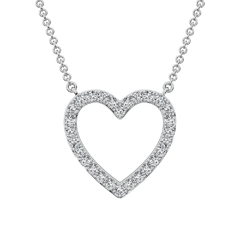 women's necklace with lucky charm -10K White Gold 1/2 Ct.Tw. Diamond Heart Necklace