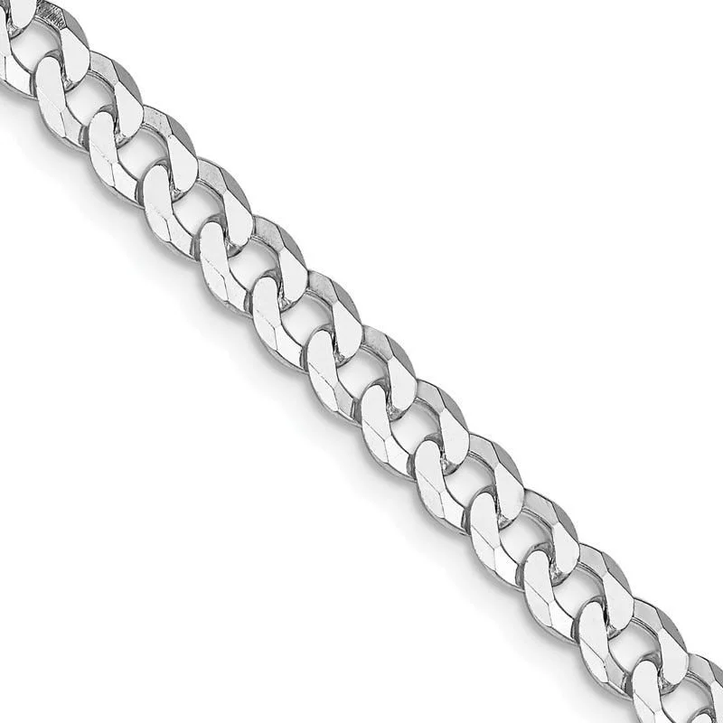 women's necklace long chain -Sterling Silver Rhodium-plated 5mm Beveled Curb Chain Necklace