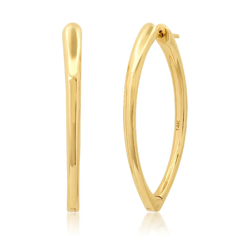 women's earrings trendy styles -ELEGANT V BOTTOM HOOPS, 14kt Gold