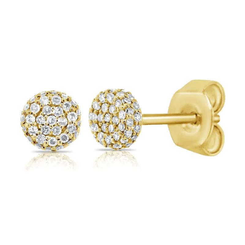 women's earrings elegant touch -14K Yellow Gold Diamond Raised Disc Extra-Small Earrings