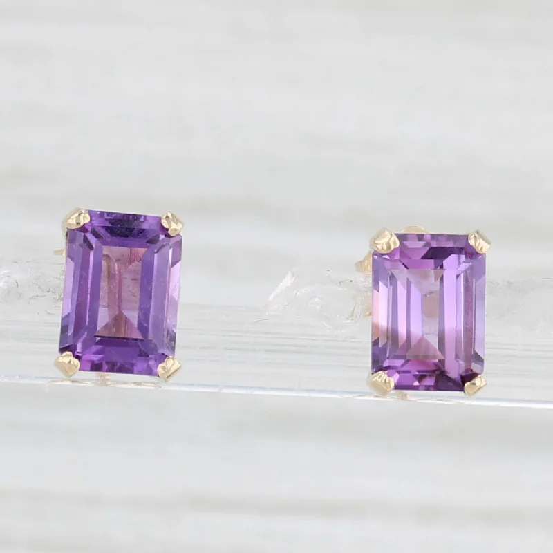 women's earrings nature inspired -1.91ctw Amethyst Stud Earrings 14k Yellow Gold