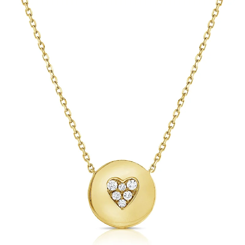 women's necklace everyday wear -14K Gold Diamond Heart Medallion Necklace