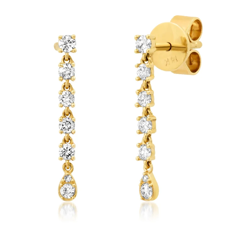 women's earrings with opal -PEAR DIAMOND DROP EARRINGS, 14kt GOLD