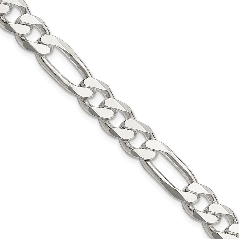 women's necklace fashion statement -Sterling Silver 8mm Figaro Chain Necklace