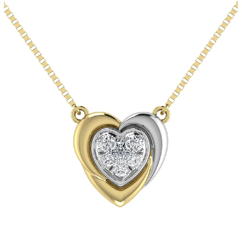 women's necklace layered -10K Two Tone 1/6.Tw. Diamond Heart Necklace