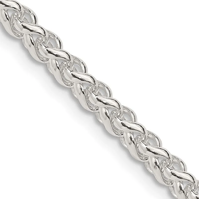 women's necklace everyday wear -Sterling Silver 4mm Round Spiga Chain Necklace