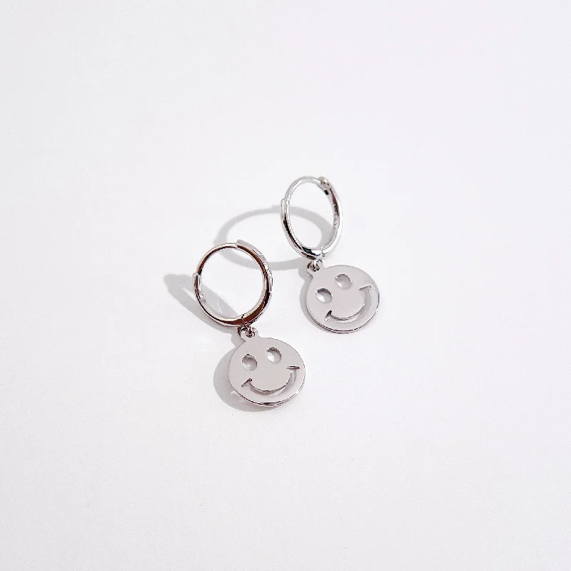 women's earrings unique design -All Smiles Huggies in Silver